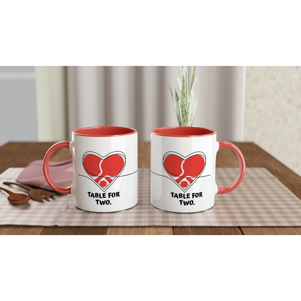 Valentine's day mug - Table for two - Ping pong gift - Table tennis mug