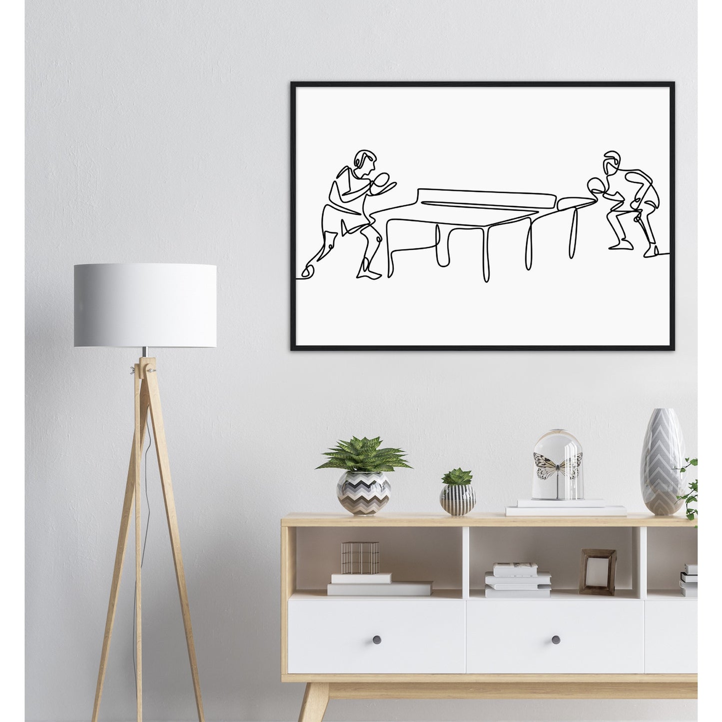 Table Tennis Line Art Poster - Two players