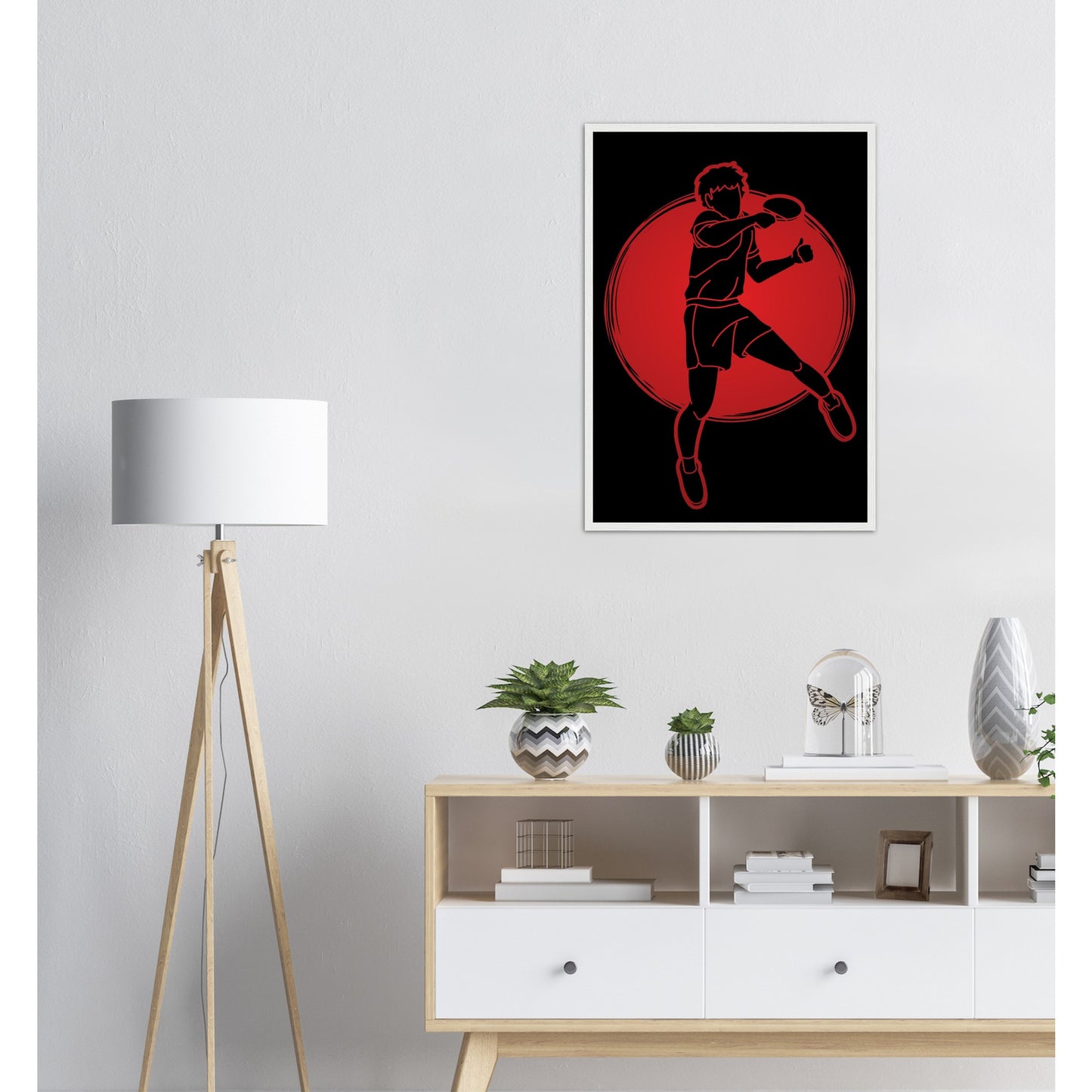 Table Tennis Poster - Jumping player silhouette