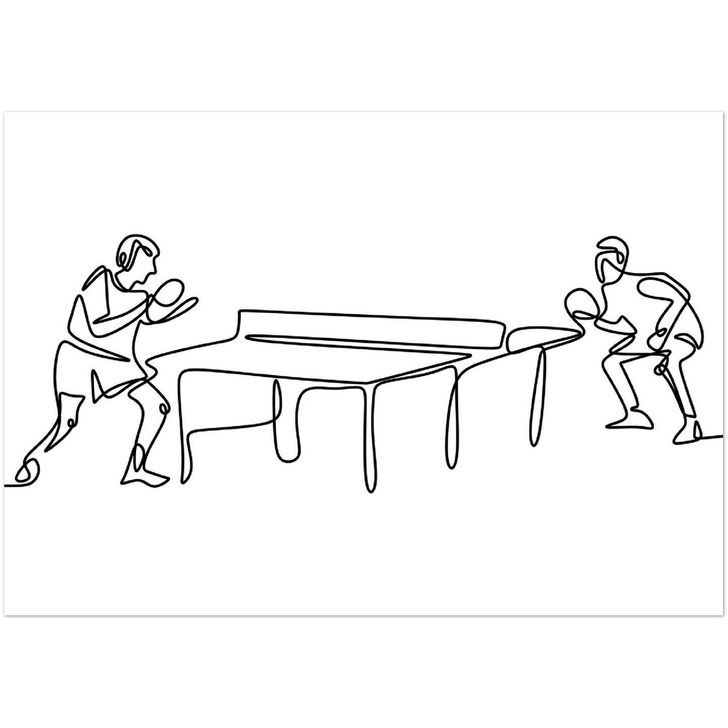 Table Tennis Line Art Poster - Two players