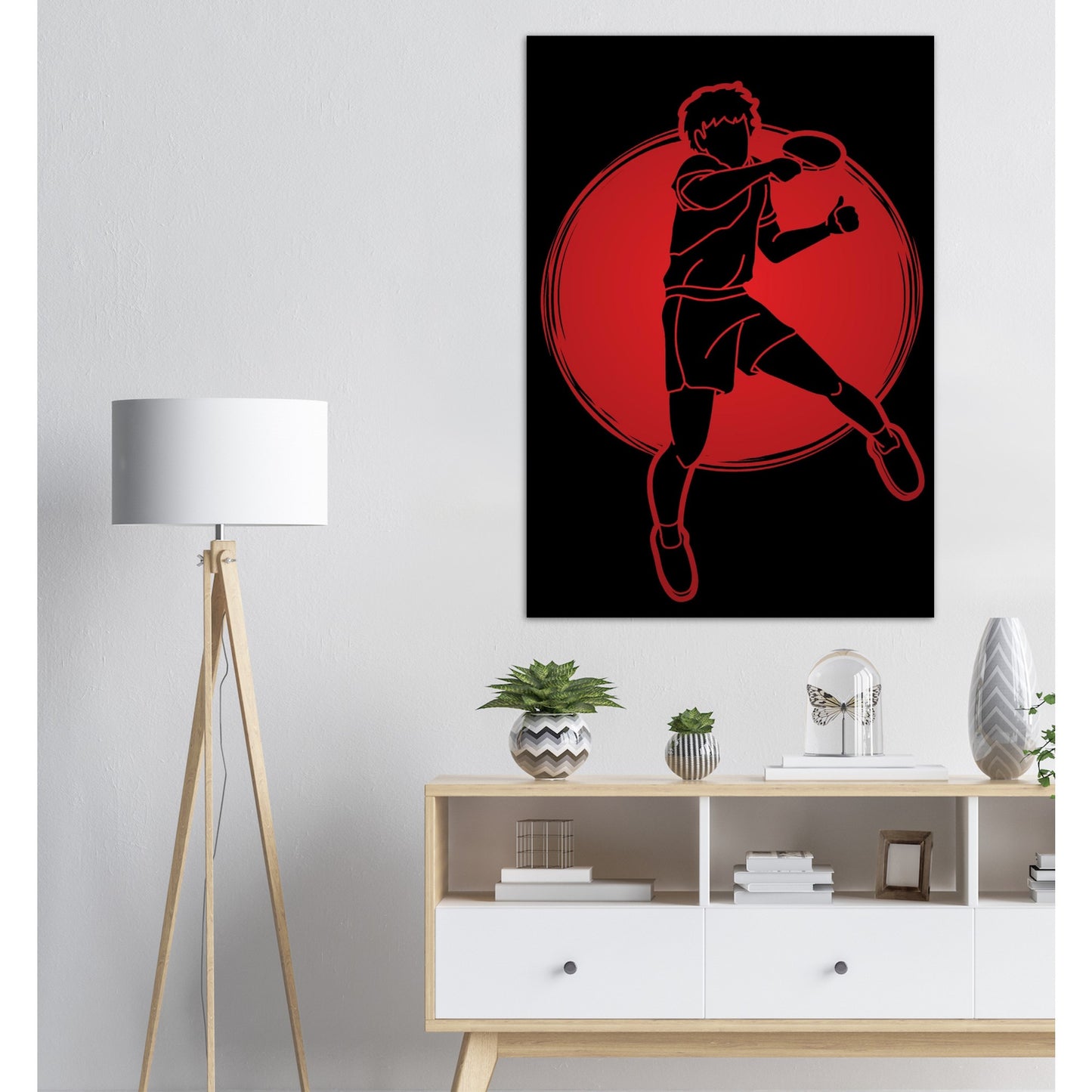 Table Tennis Poster - Jumping player silhouette