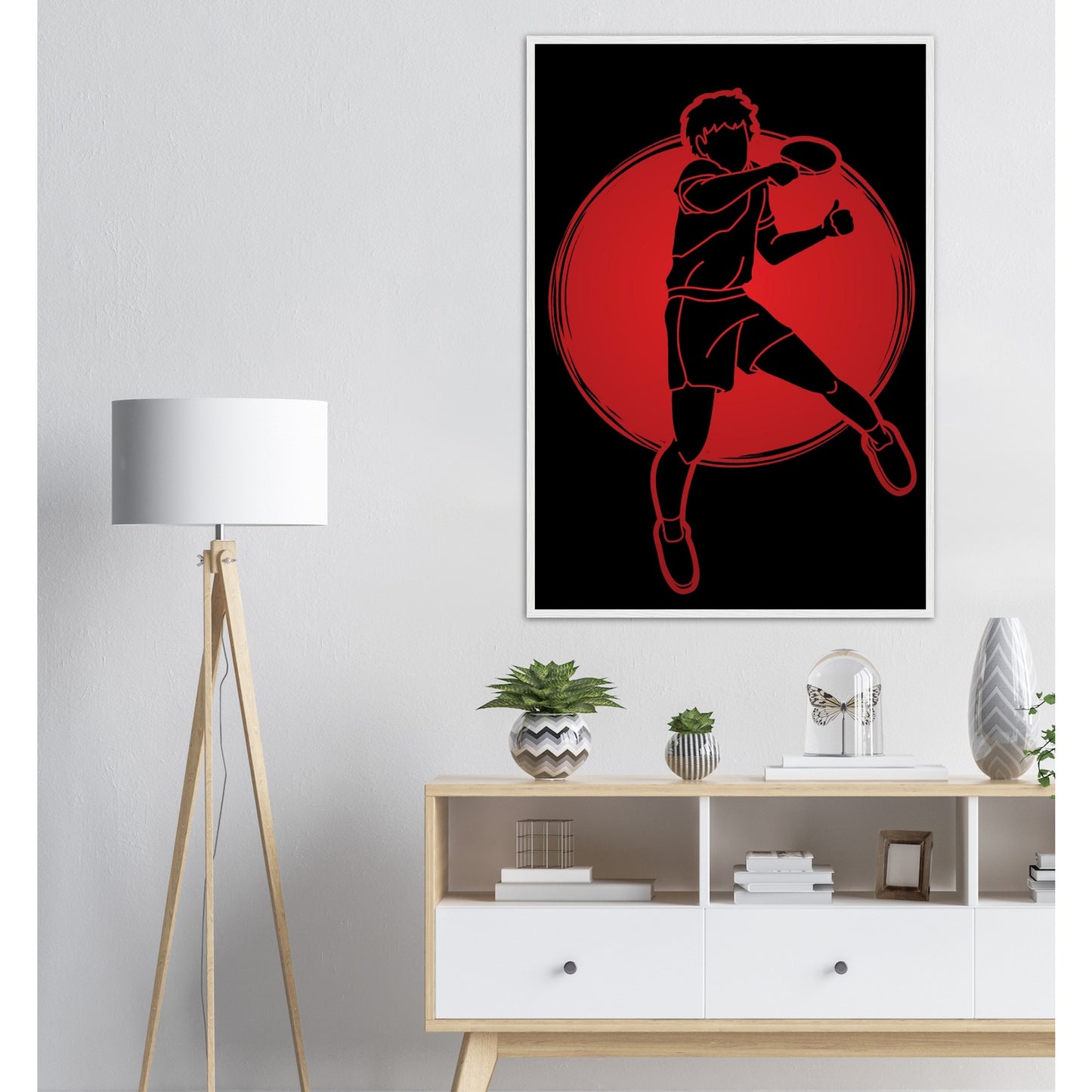 Table Tennis Poster - Jumping player silhouette