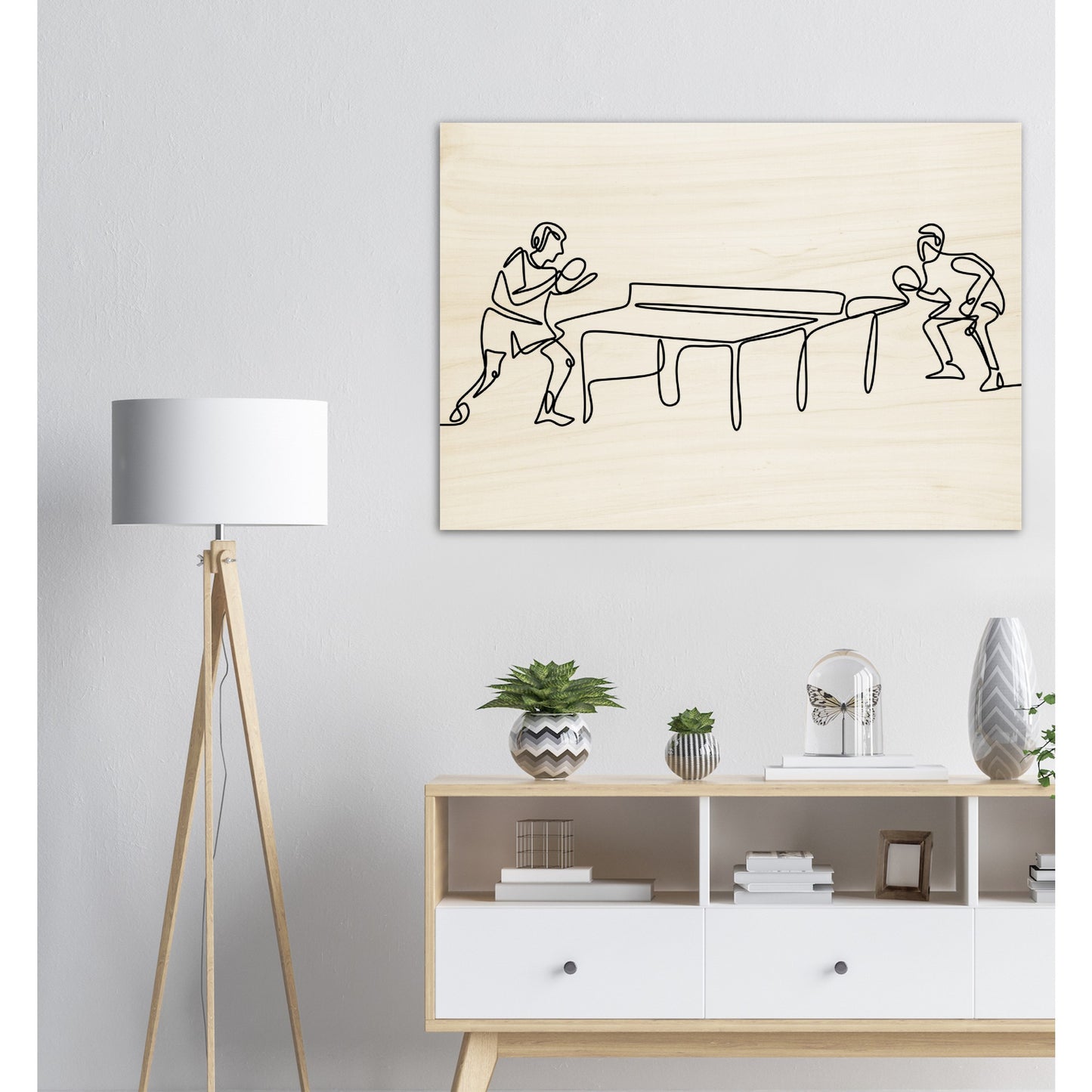 Table Tennis Line Art Poster - Two players