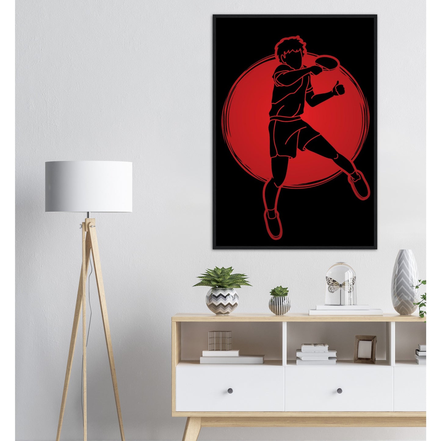 Table Tennis Poster - Jumping player silhouette