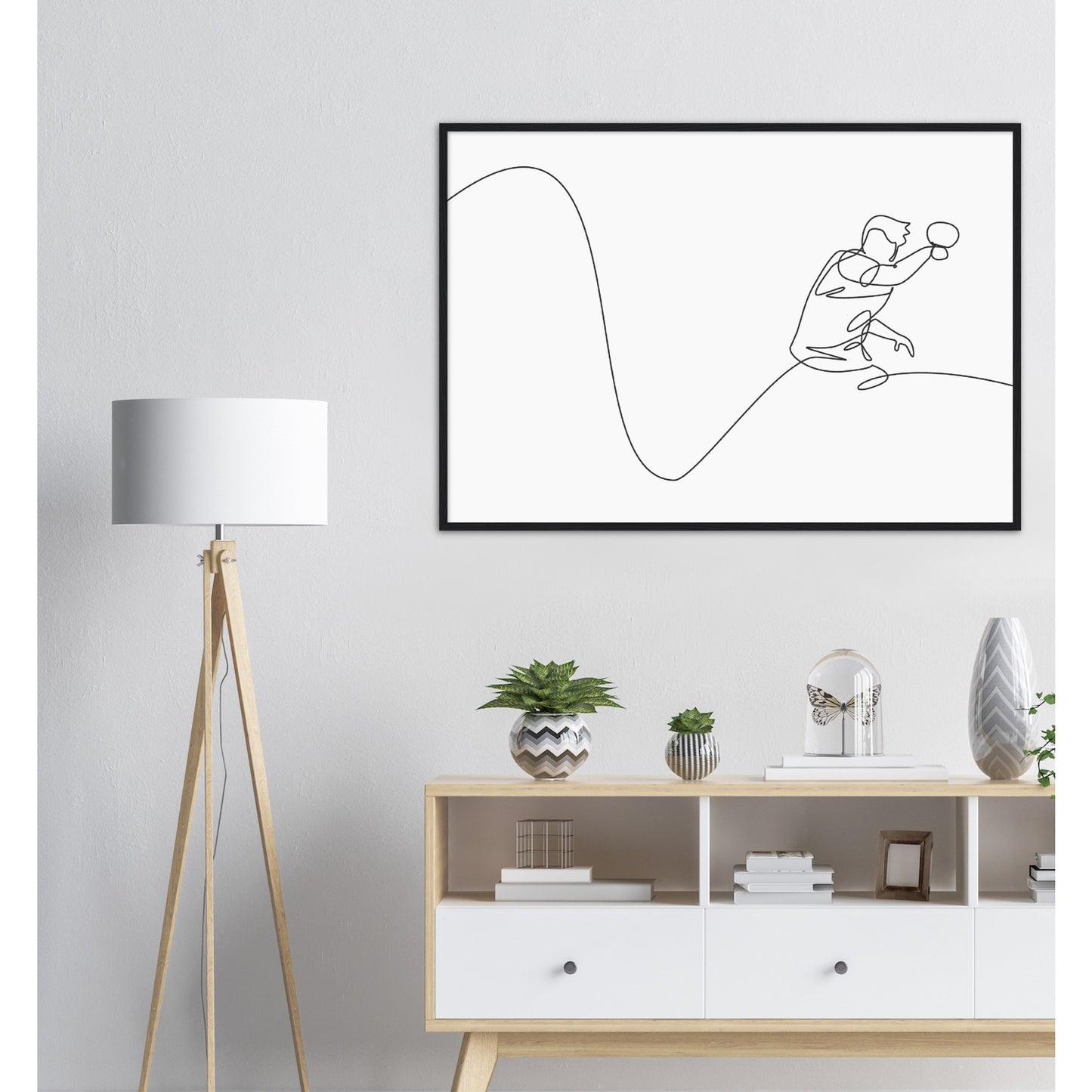 Line Art Poster - Table Tennis - Men's Champion