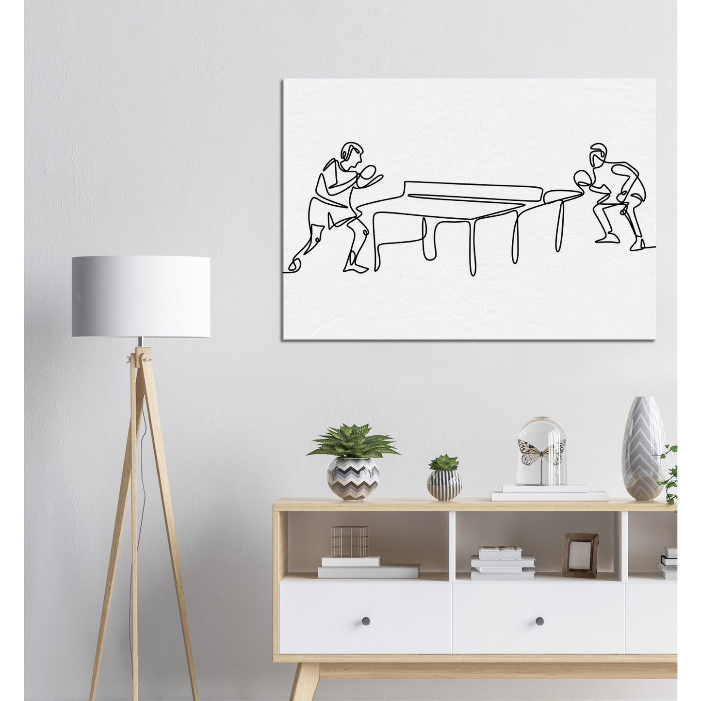 Table Tennis Line Art Poster - Two players