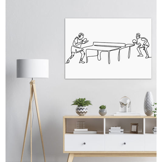 Table Tennis Line Art Poster - Two players