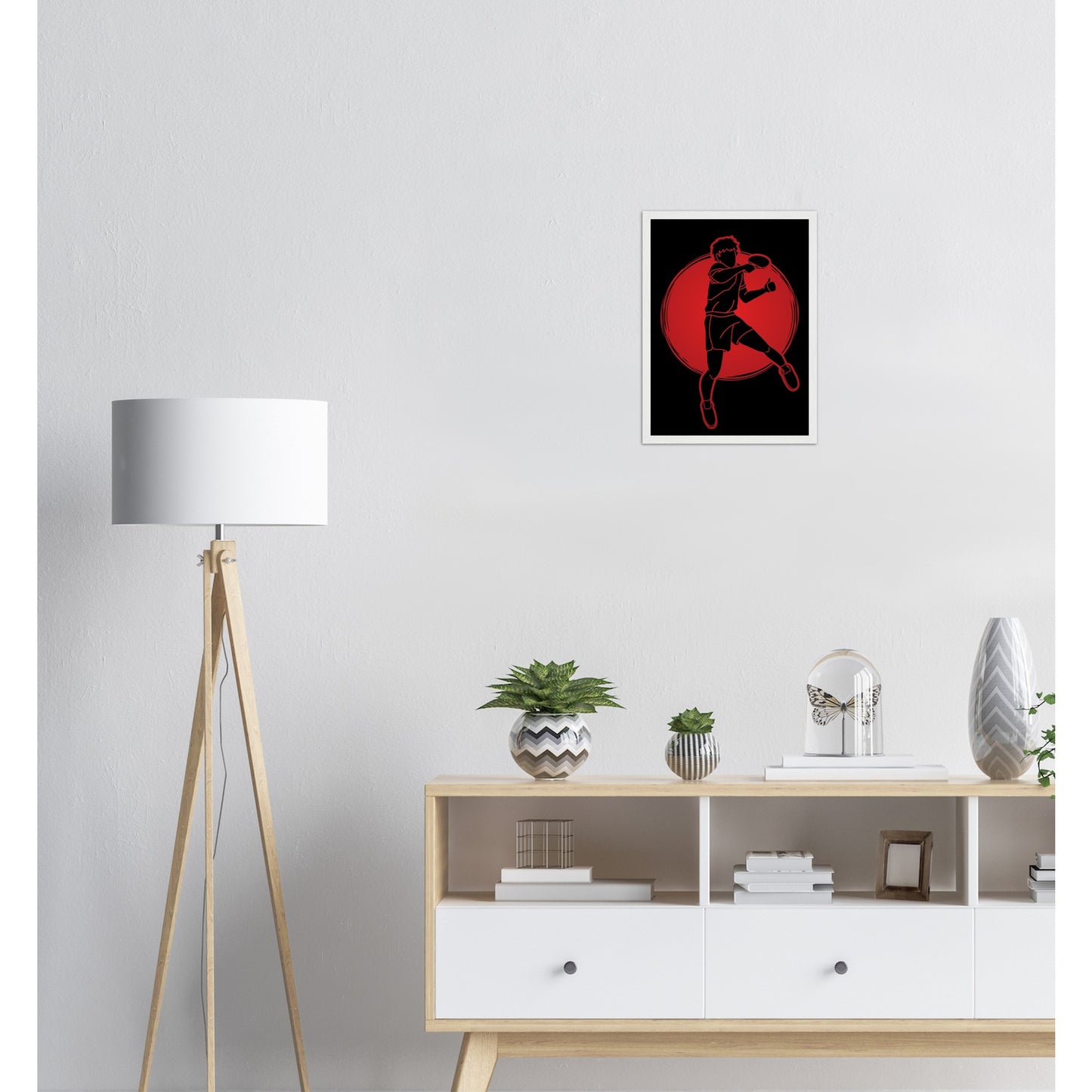 Table Tennis Poster - Jumping player silhouette