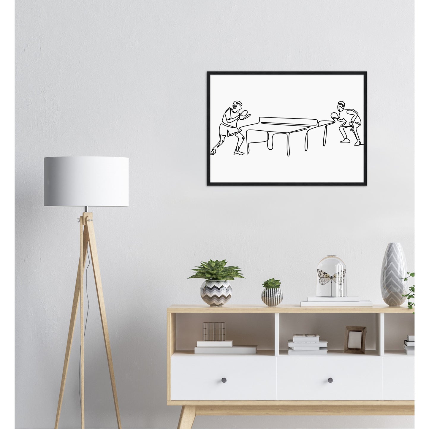 Table Tennis Line Art Poster - Two players