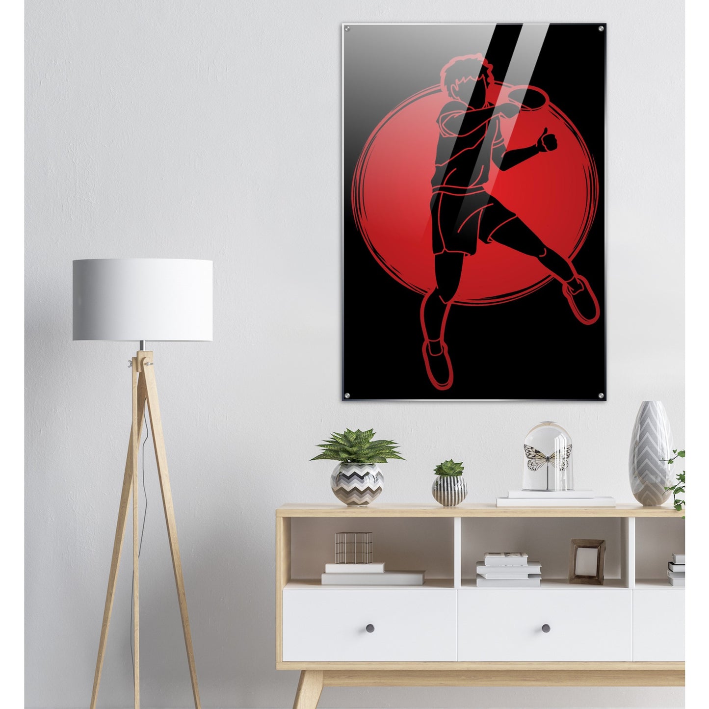 Table Tennis Poster - Jumping player silhouette